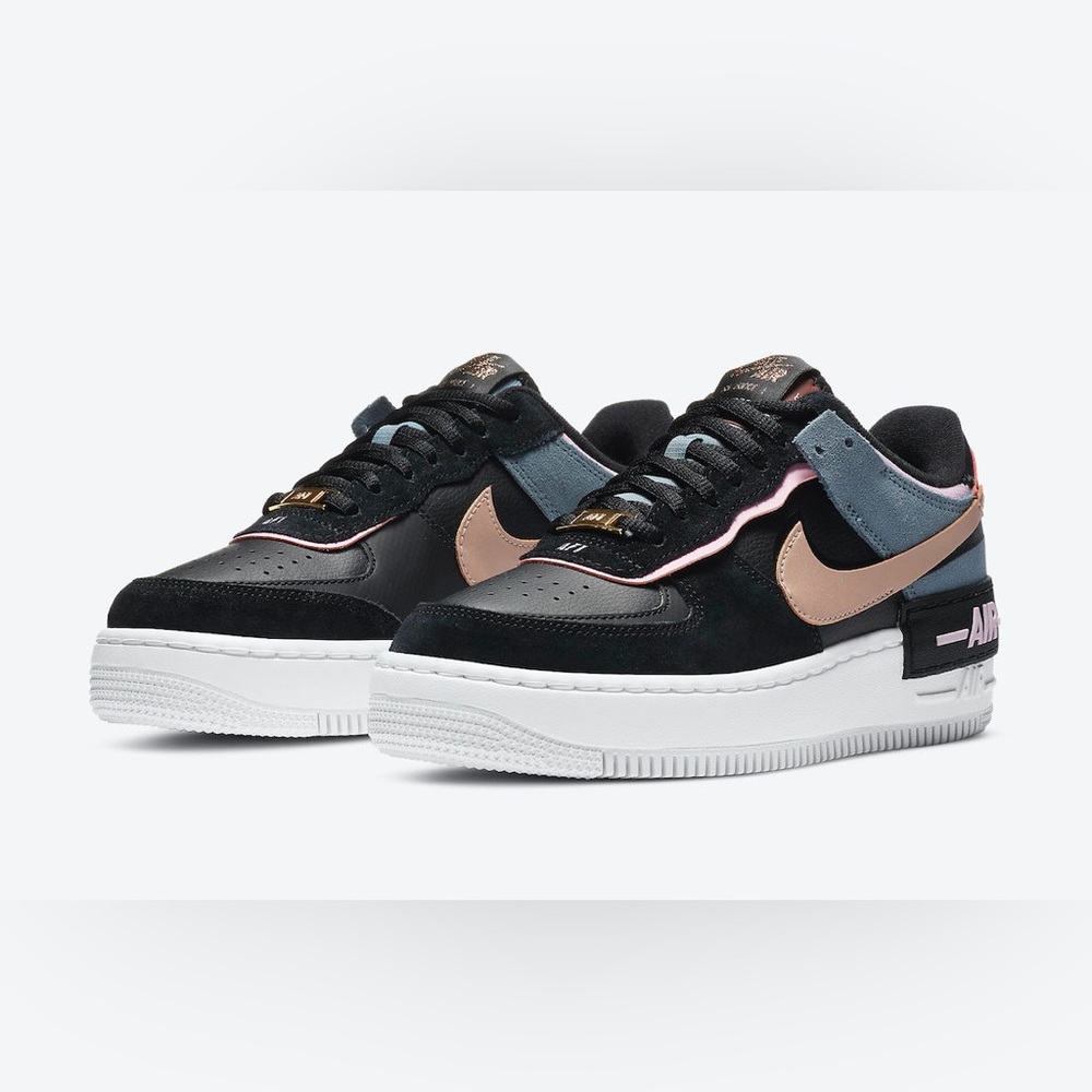 NIKE AIR FORCE 1 LOW SHADOW BLACK LIGHT ARCTIC PINK CLAYSTONE RED (WOMEN'S)